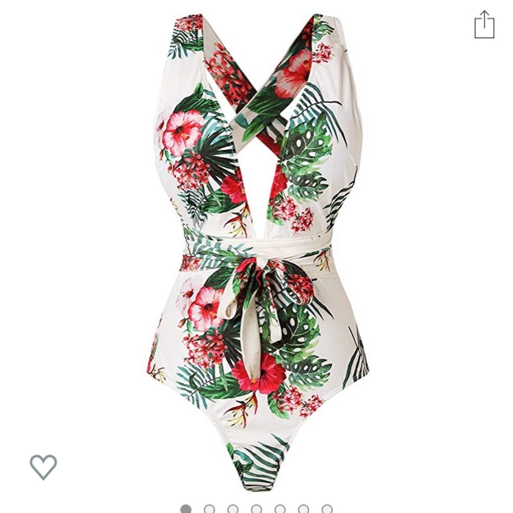 Cute floral printed wrap swimsuit